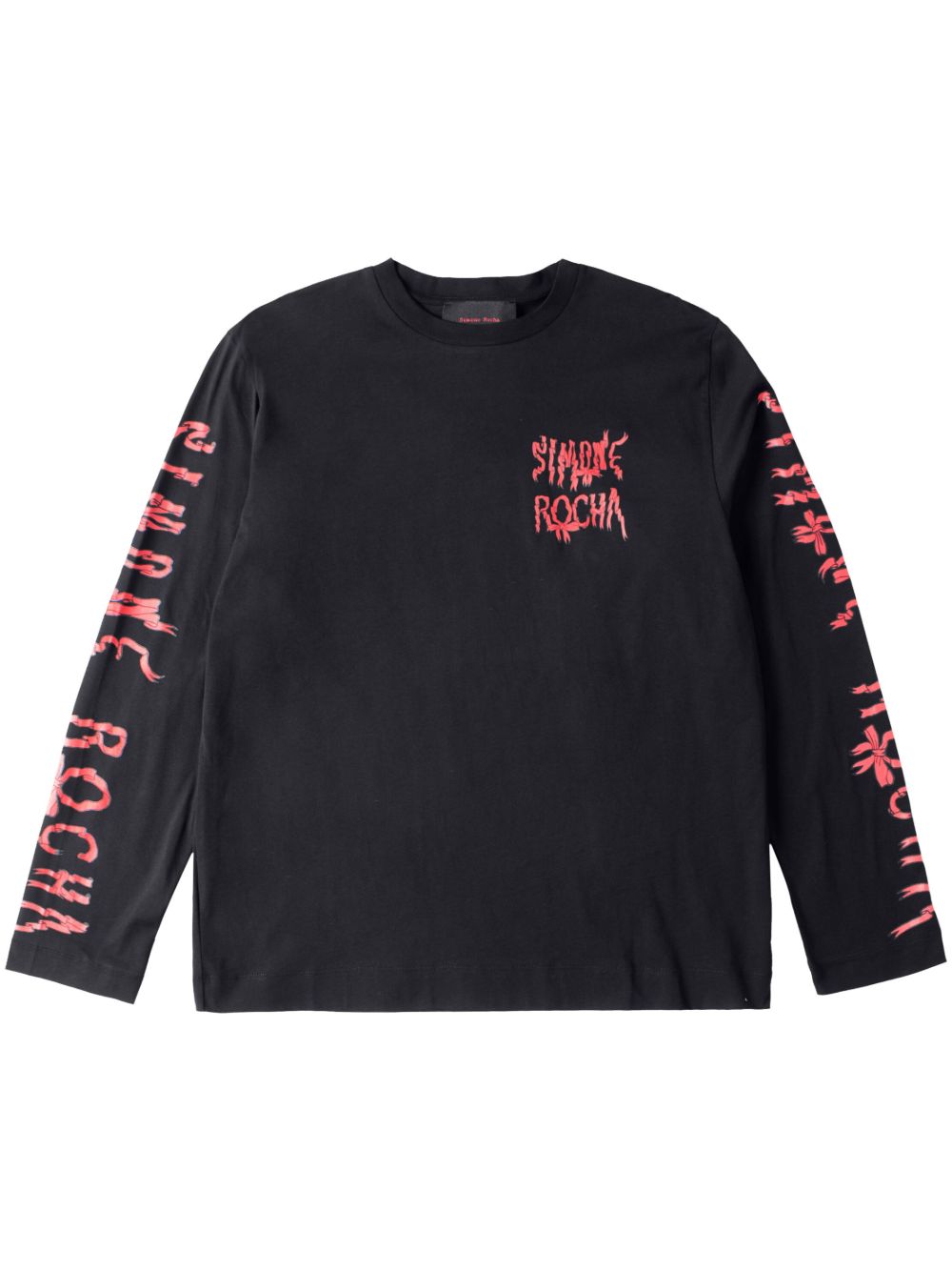 Simone Rocha 缎带logo长袖T恤 - 黑色