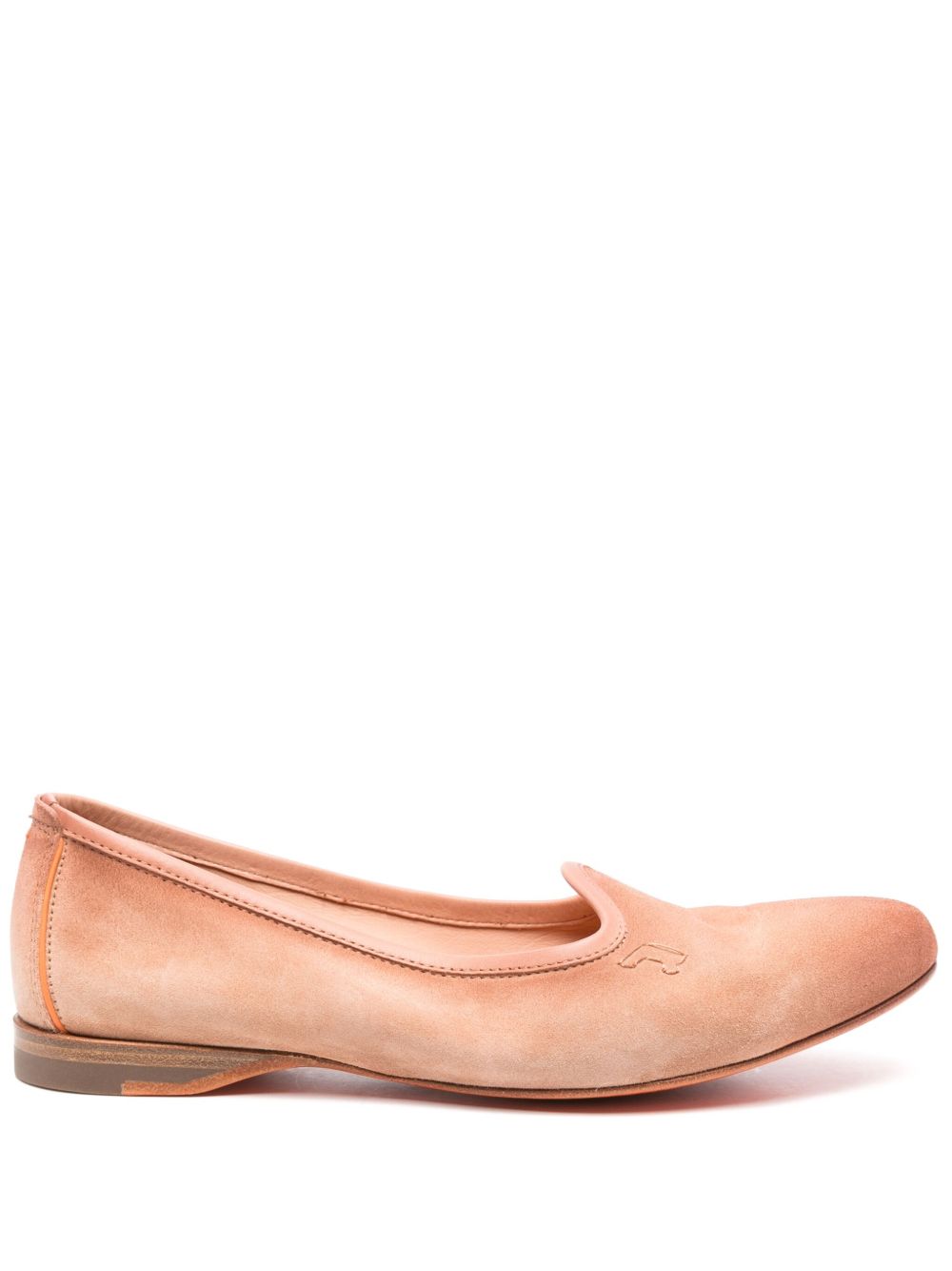 Santoni logo刺绣绒面皮拖鞋 - 褐色