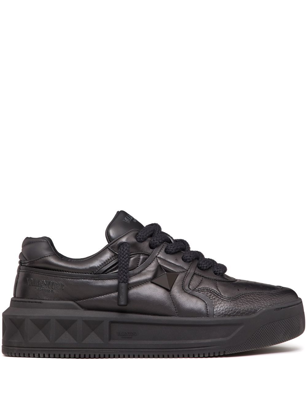 Valentino Garavani One Stud XL 皮质运动鞋 - 黑色