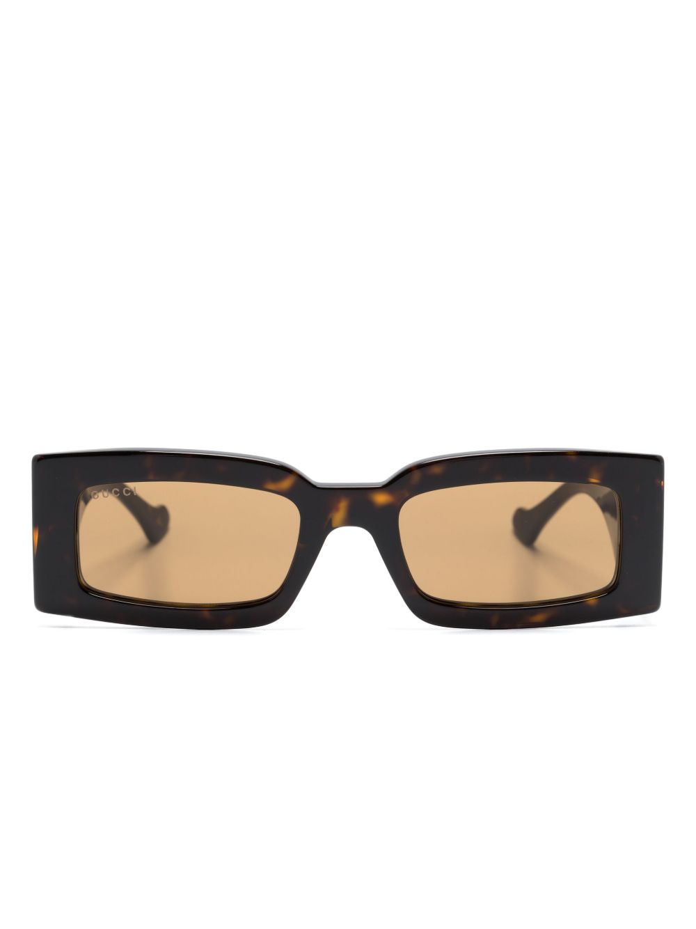 Gucci Eyewear logo标牌长方形镜框太阳眼镜 - 黑色