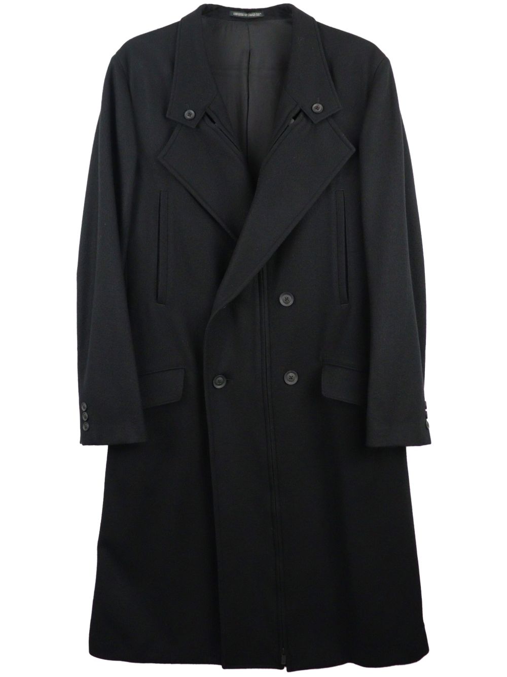 Yohji Yamamoto 双排扣羊毛外套 - 黑色