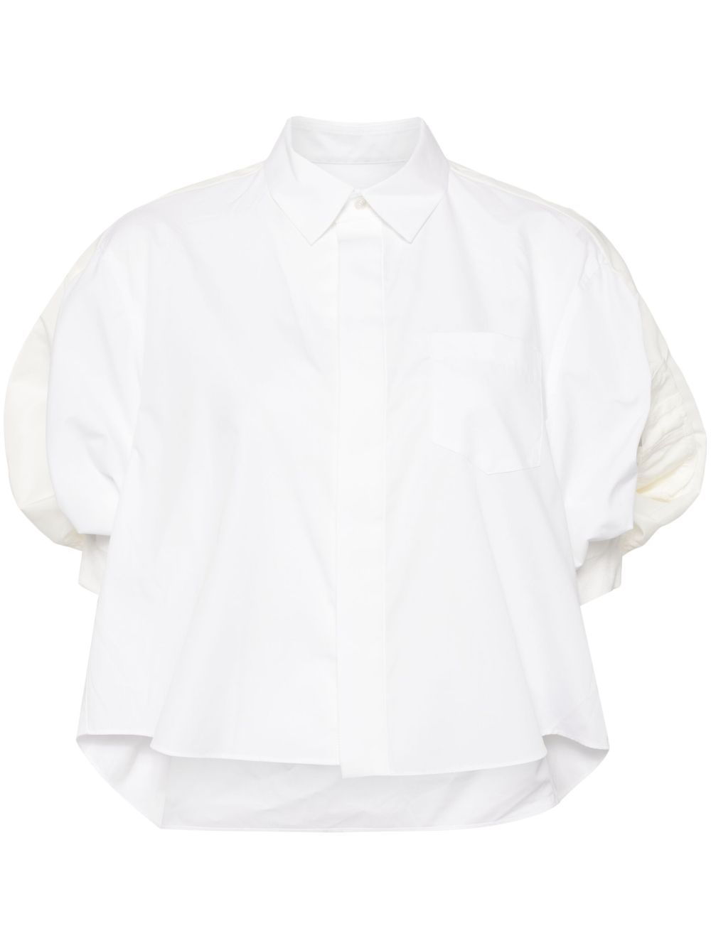 sacai 拉链细节灯笼袖衬衫 - 白色