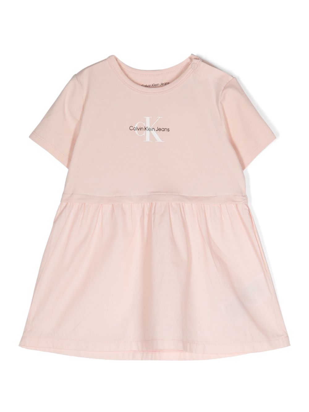 Calvin Klein Kids logo印花伞形连衣裙 - 粉色