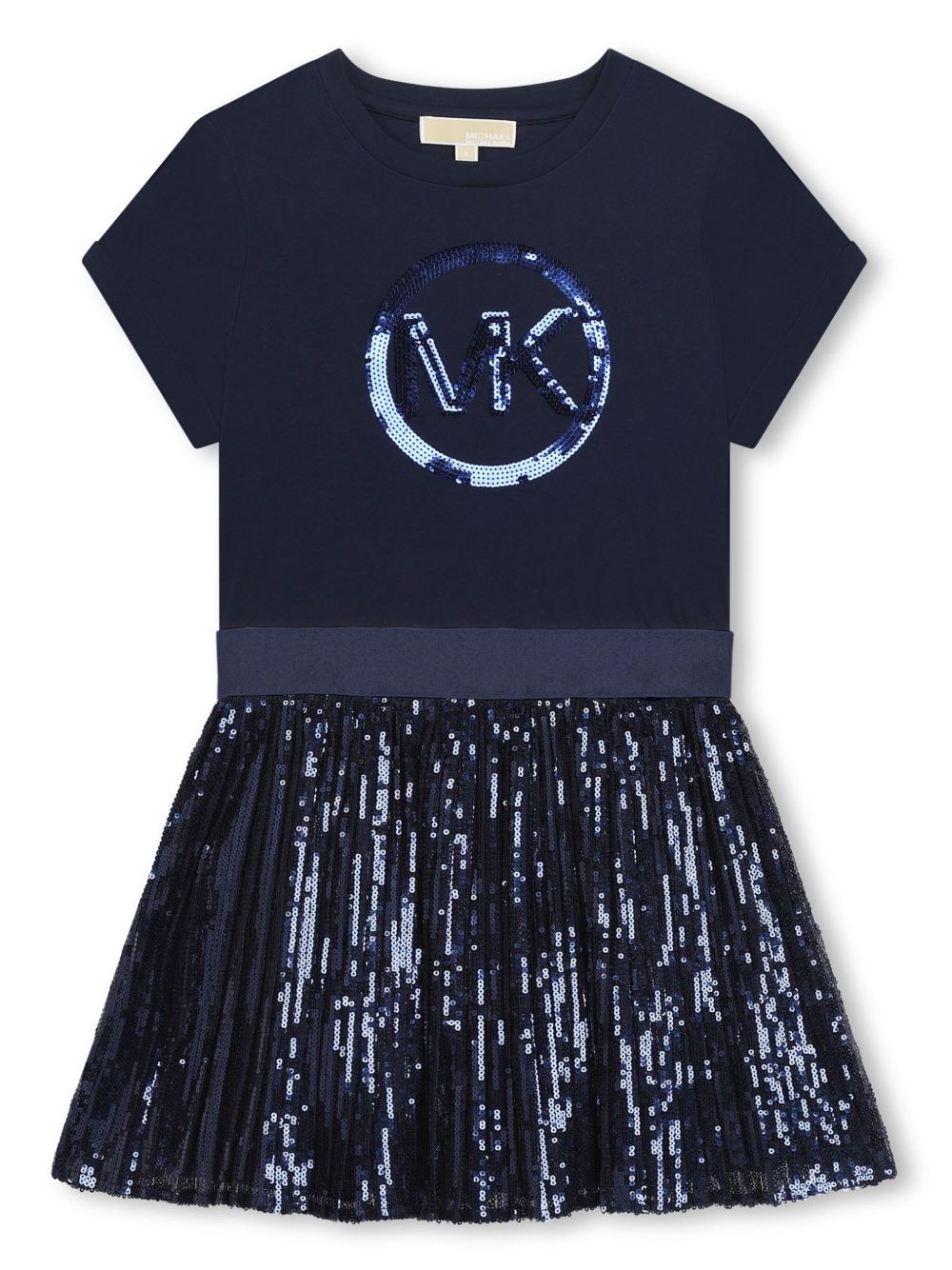 Michael Kors Kids 亮片拼接棉伞形连衣裙 - 蓝色