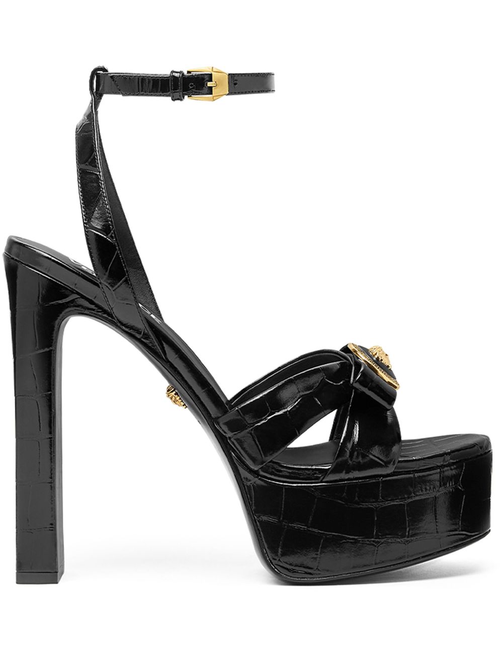 Versace Gianni Ribbon 高跟凉鞋（14厘米） - 黑色