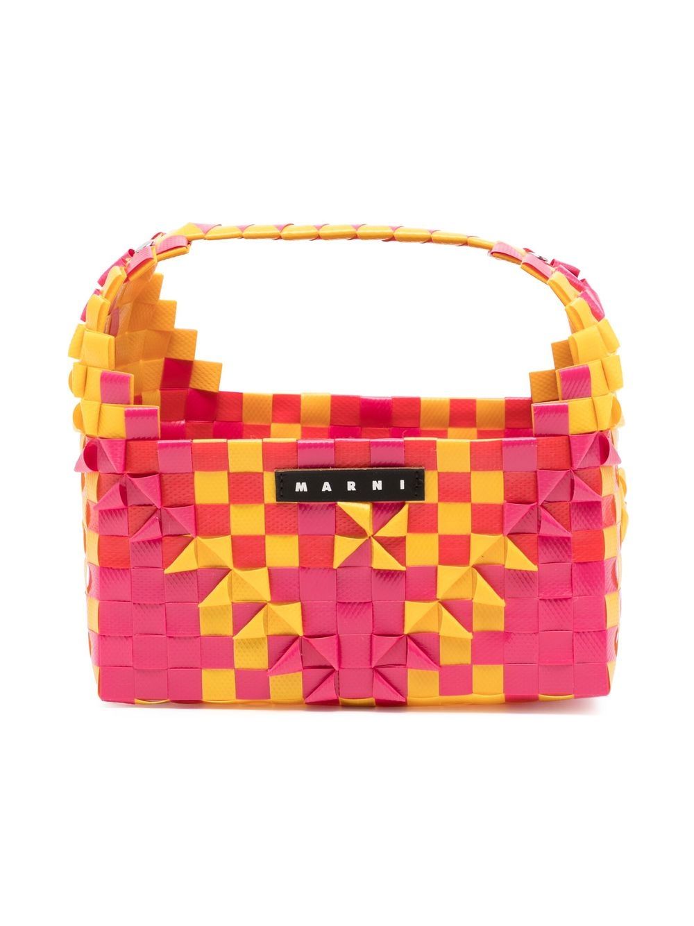 Marni Kids 编织logo贴花水桶包 - 粉色