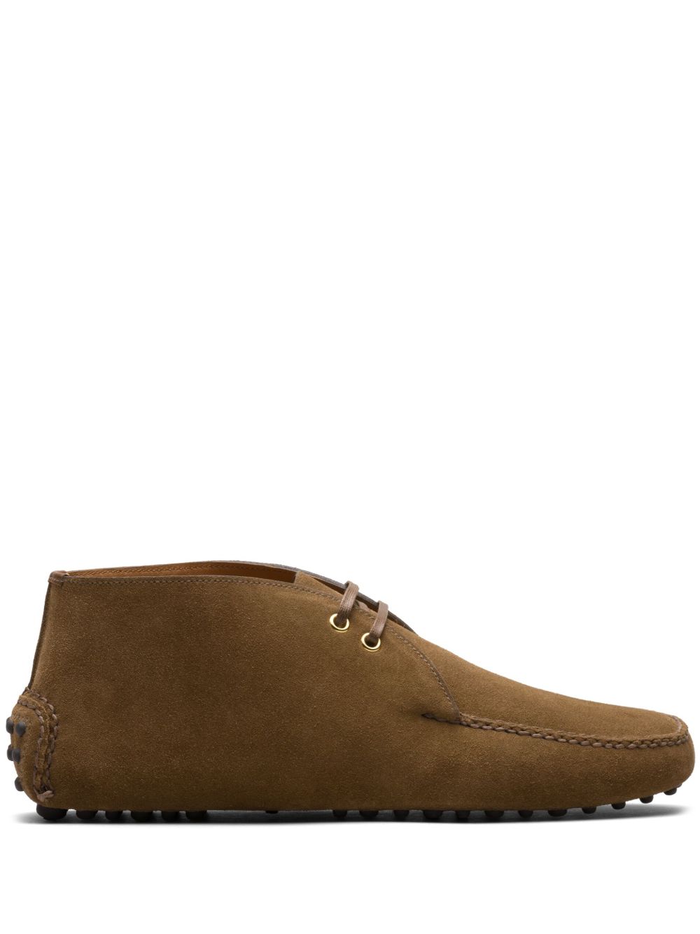 Car Shoe 绒面皮系带及踝靴 - 褐色