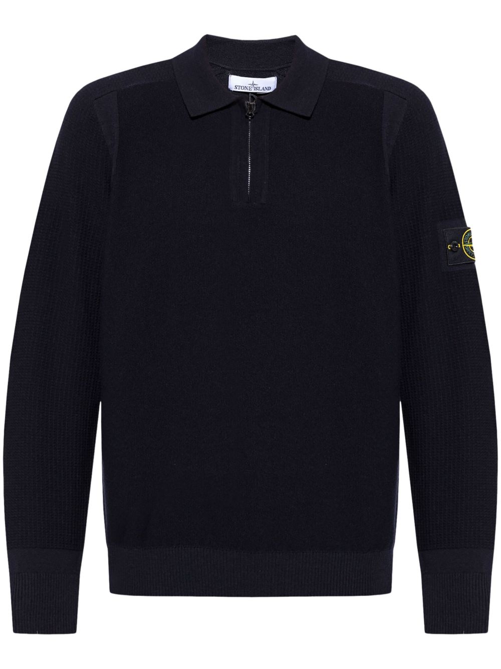 Stone Island 罗盘徽章针织polo衫 - 黑色