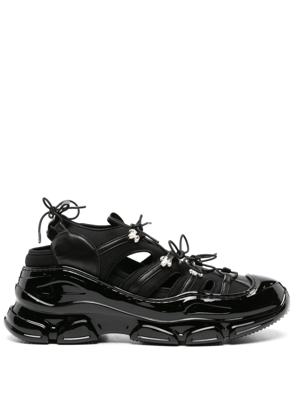 Simone Rocha Tracker 镂空运动鞋 - 黑色
