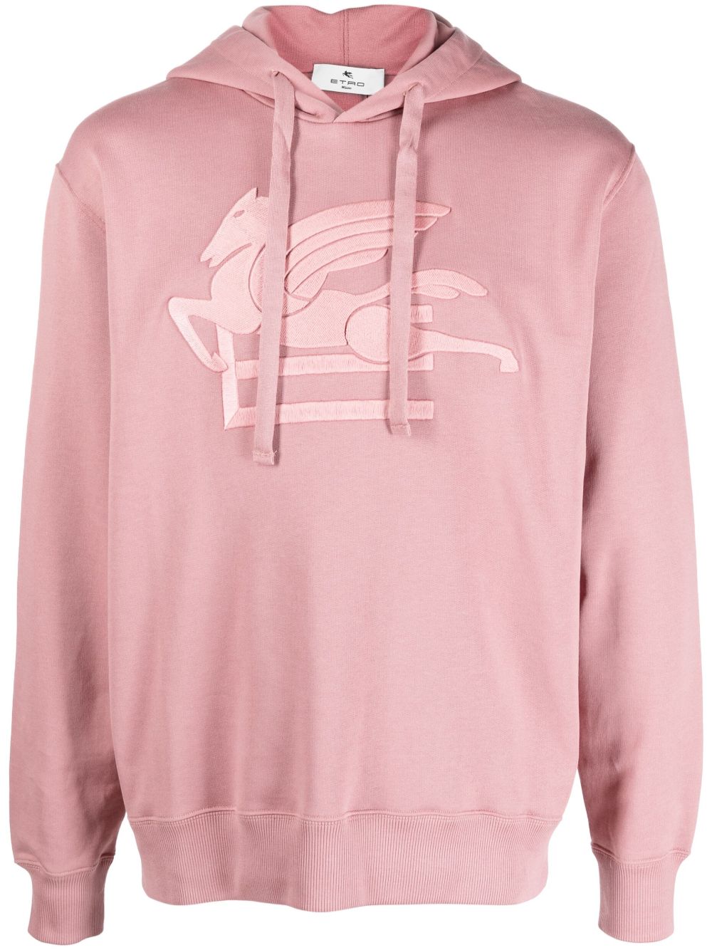 ETRO logo刺绣棉连帽衫 - 粉色