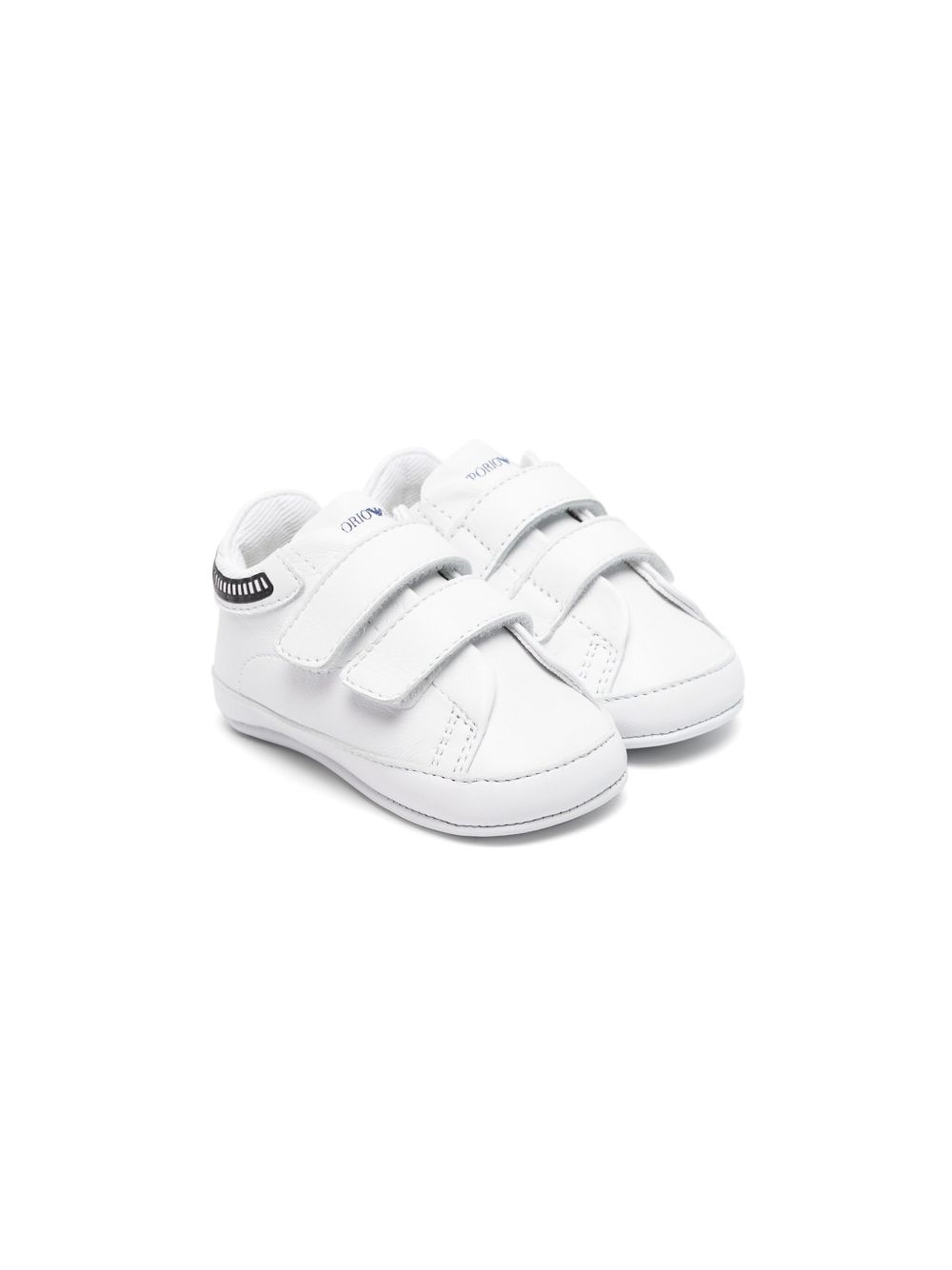 Emporio Armani Kids 魔术贴皮质运动鞋 - 白色