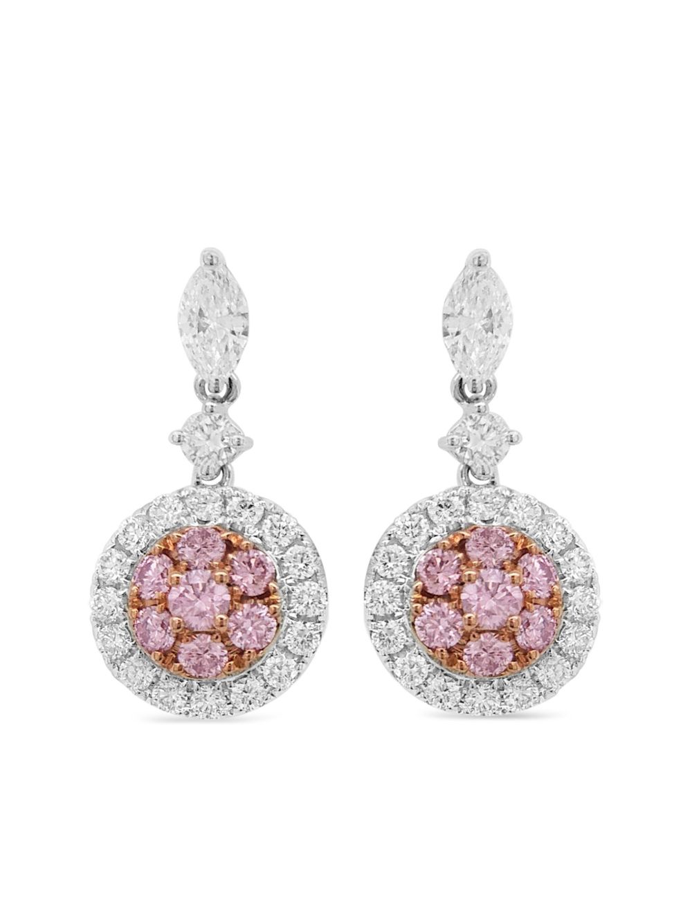 HYT Jewelry 18K白金钻石耳环 - 白色