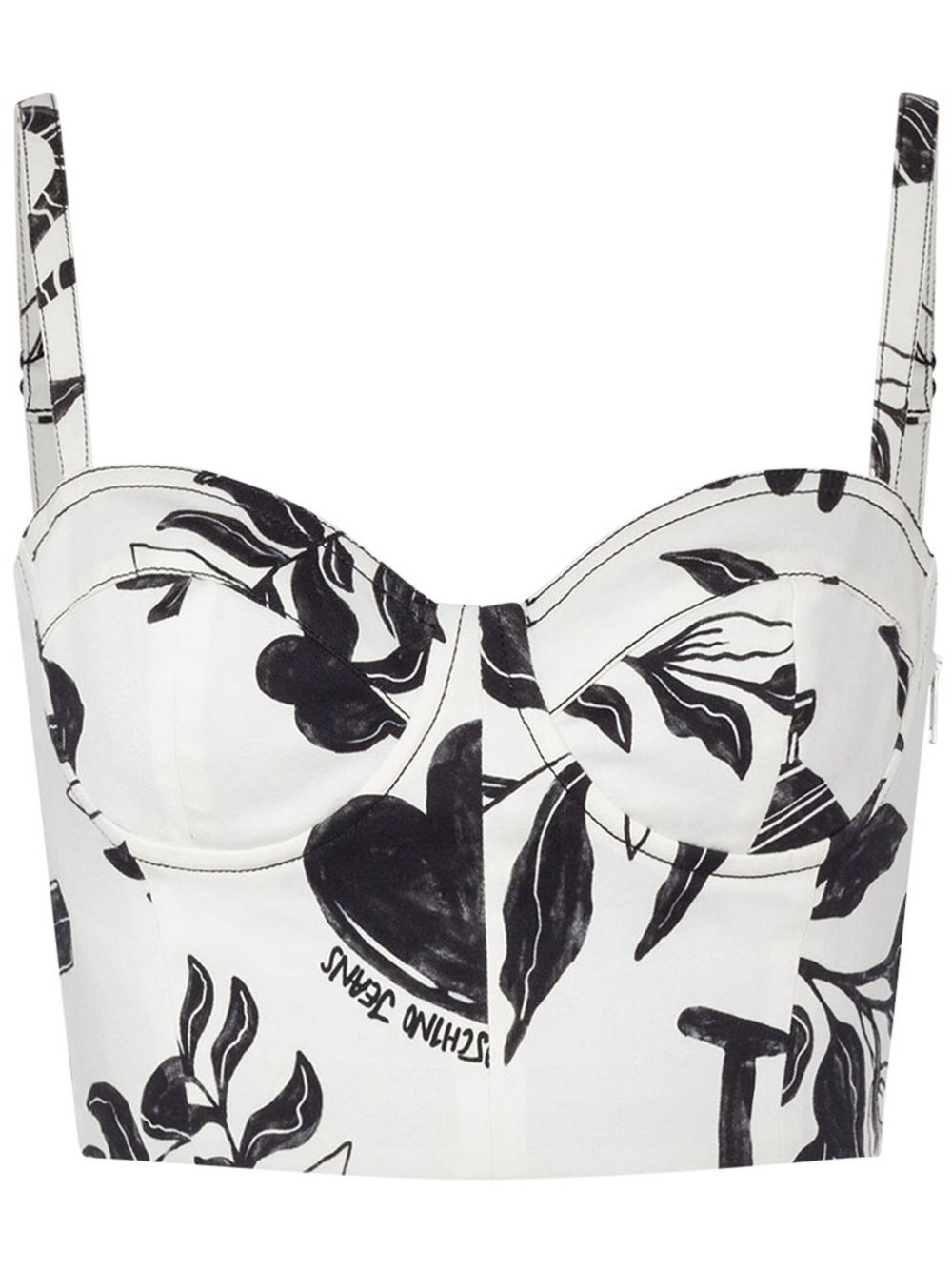 MOSCHINO JEANS 图案印花紧胸衣式上衣 - 白色