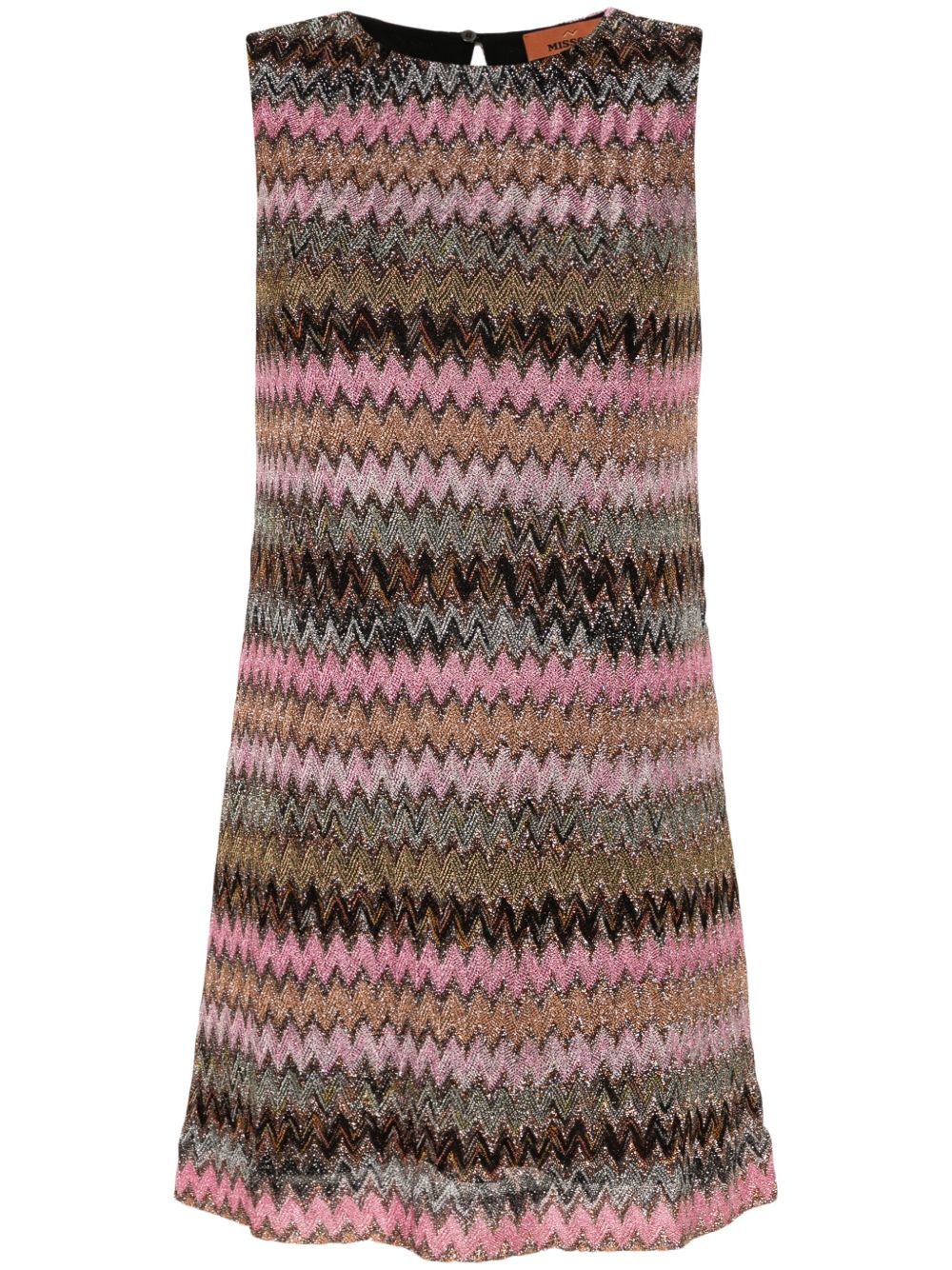 Missoni Z字形图案金银丝迷你连衣裙 - 黑色