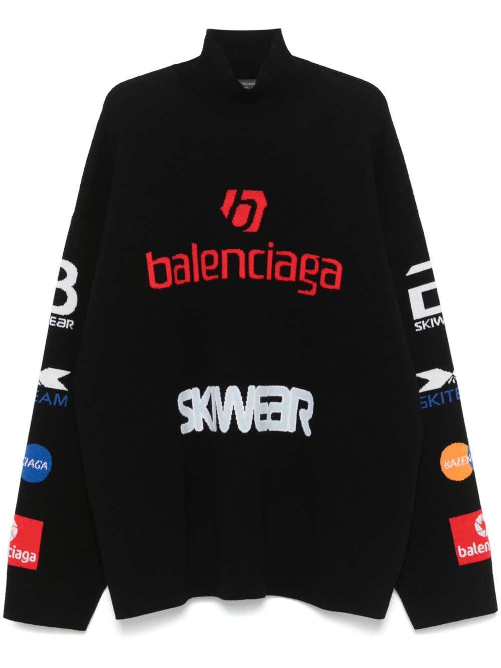 Balenciaga 高领长袖滑雪上衣 - 黑色