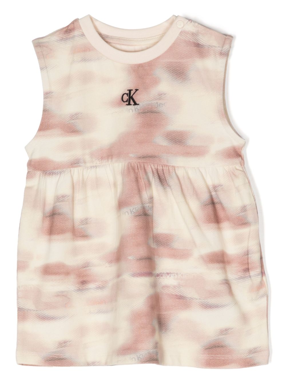 Calvin Klein Kids logo印花棉连衣裙 - 褐色