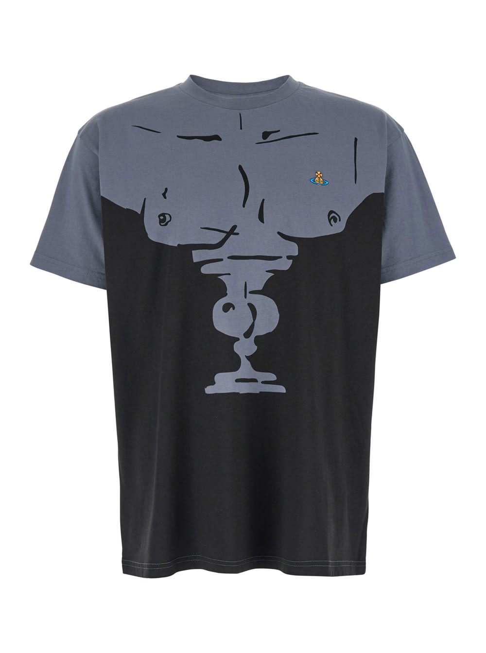 Vivienne Westwood 男士Bust黑灰logo刺绣棉质T恤