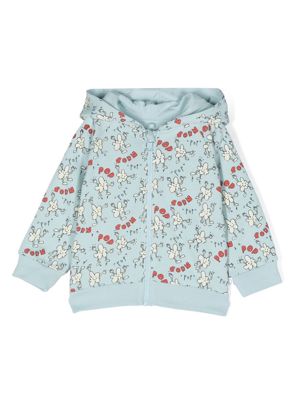 Stella McCartney Kids 爆米花印花拉链连帽衫 - 蓝色