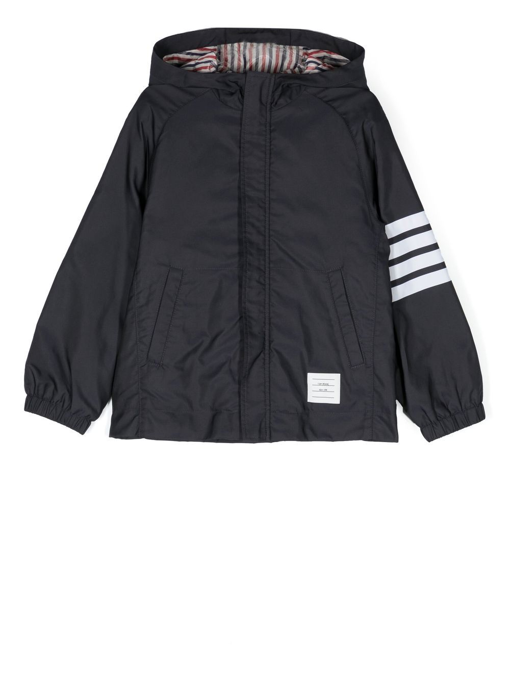 Thom Browne Kids 拉链连帽夹克 - 蓝色