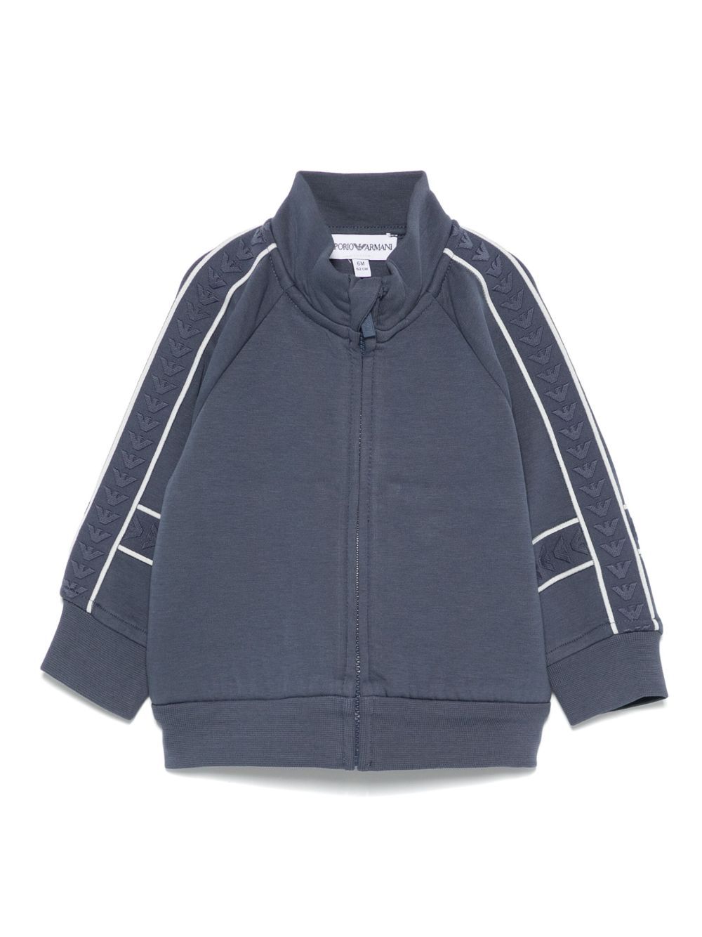 Emporio Armani Kids 压纹logo拉链卫衣 - 蓝色