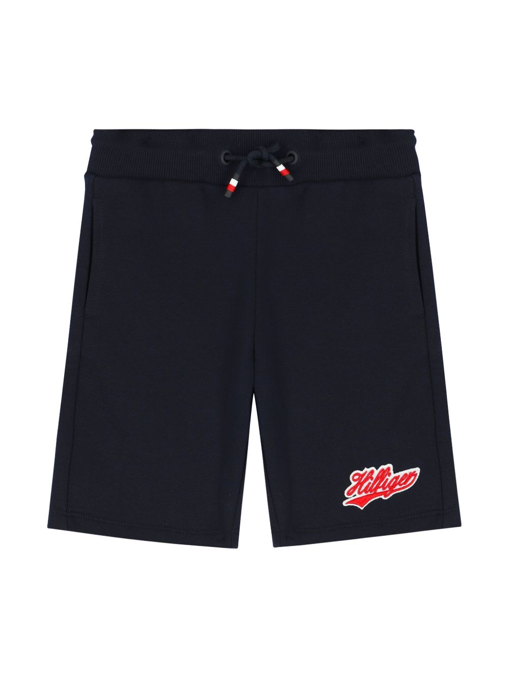 Tommy Hilfiger Junior logo刺绣棉运动短裤 - 黑色
