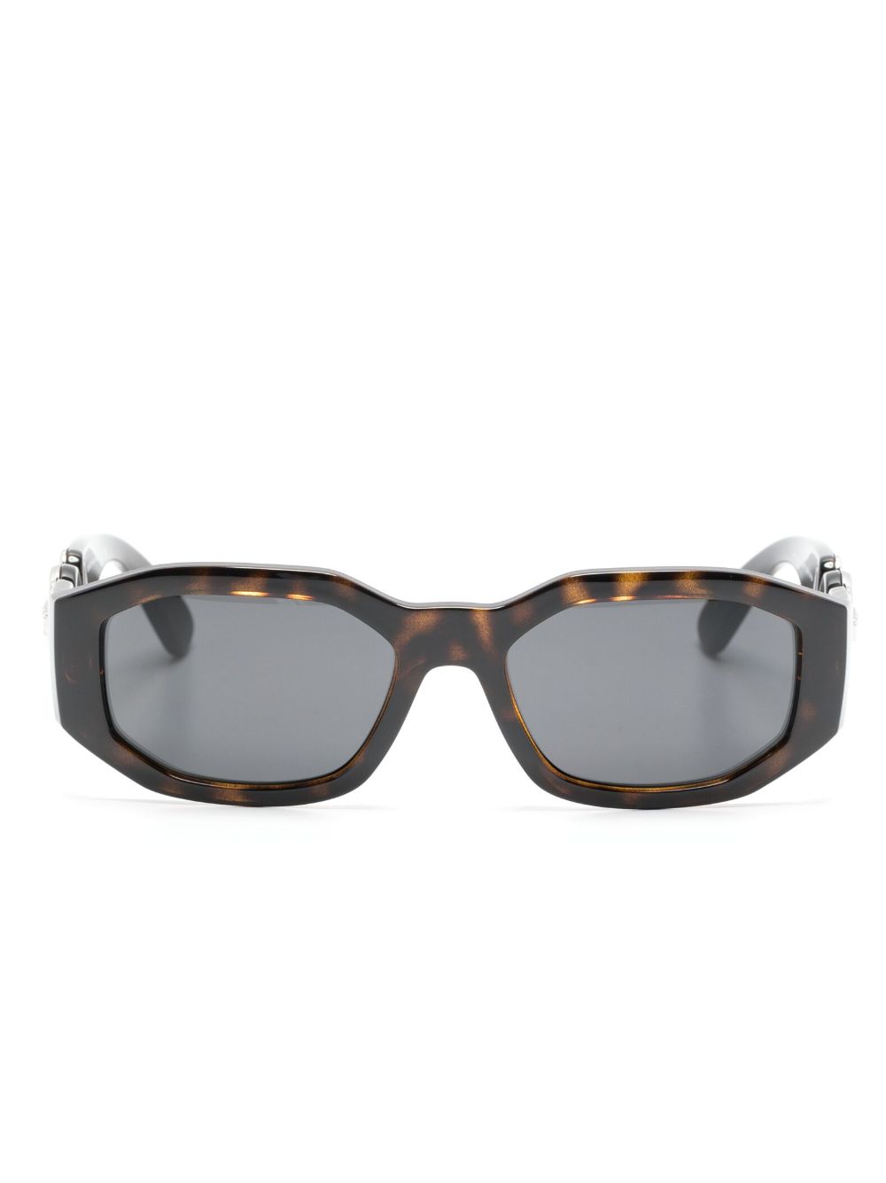 Versace Eyewear Medusa长方形镜框太阳眼镜 - 褐色