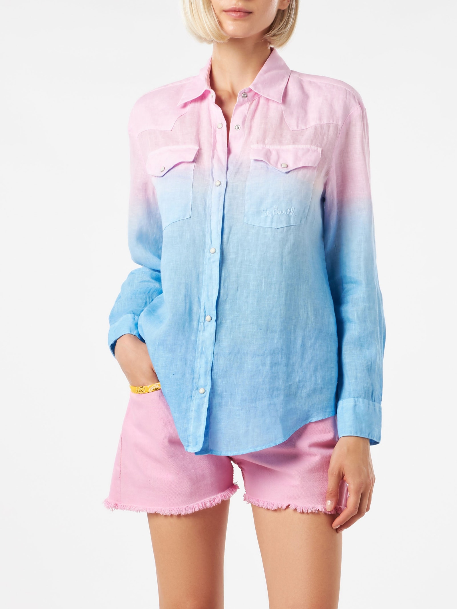 MC2 Saint Barth Woman Shirt With Pink And Blue Gradient Colors