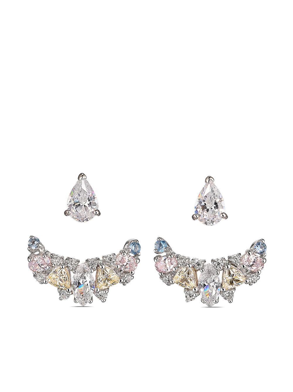 Anabela Chan 18k白金 Twinkle Ear-Jacket 耳环 - 银色