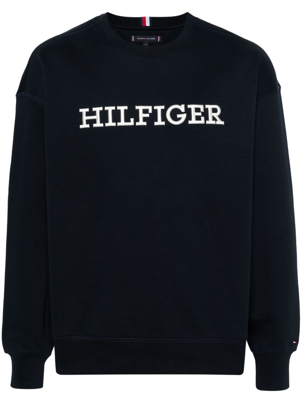 Tommy Hilfiger logo印花棉质混纺卫衣 - 蓝色
