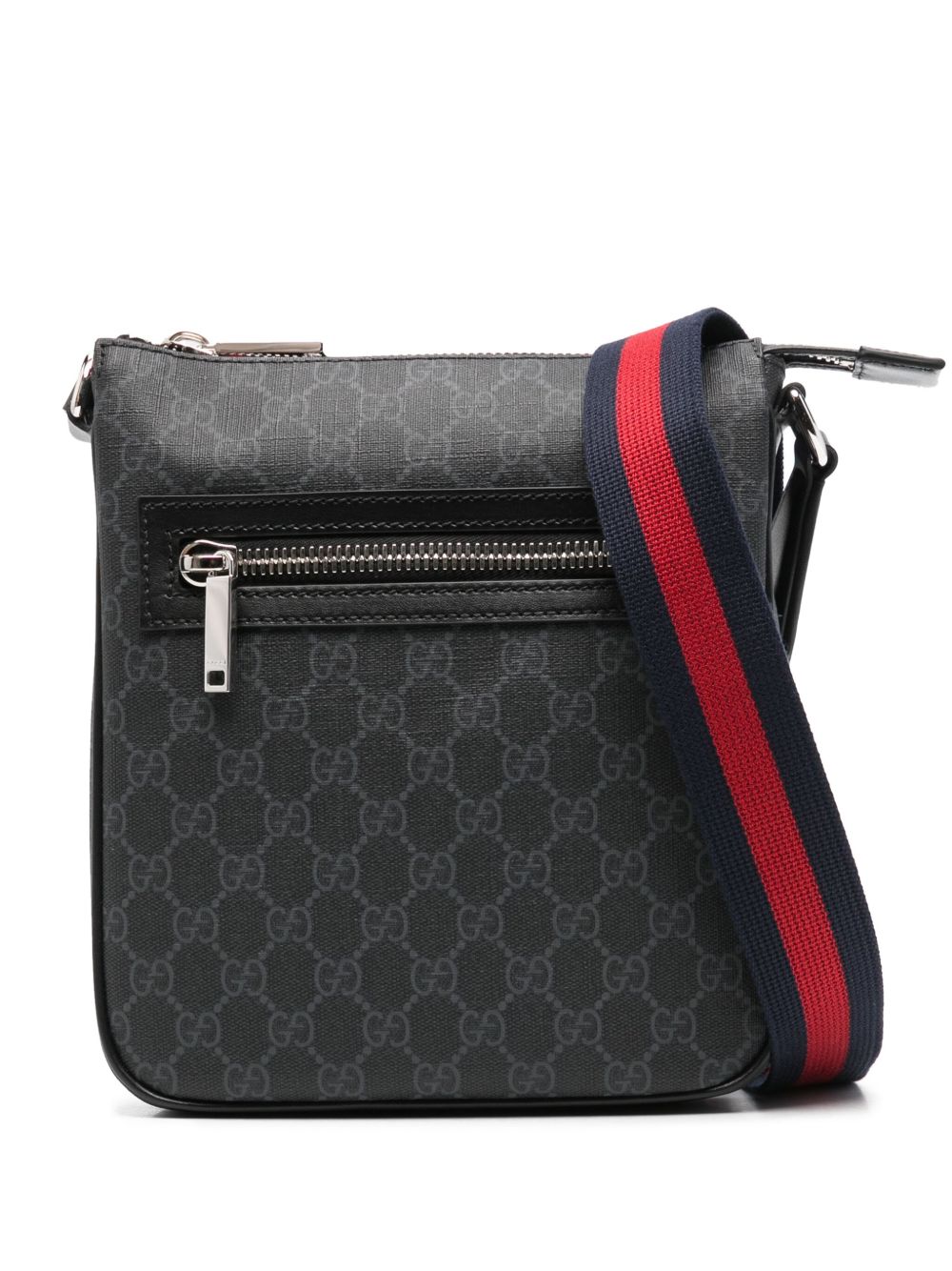 Gucci GG Supreme 帆布邮差包 - 黑色
