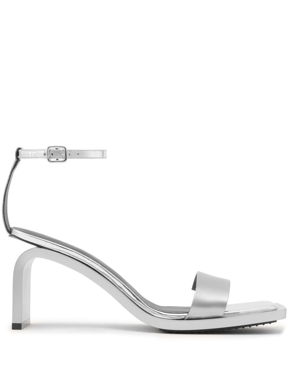 Courrèges Stream Mirror 中跟皮质凉鞋 - 银色