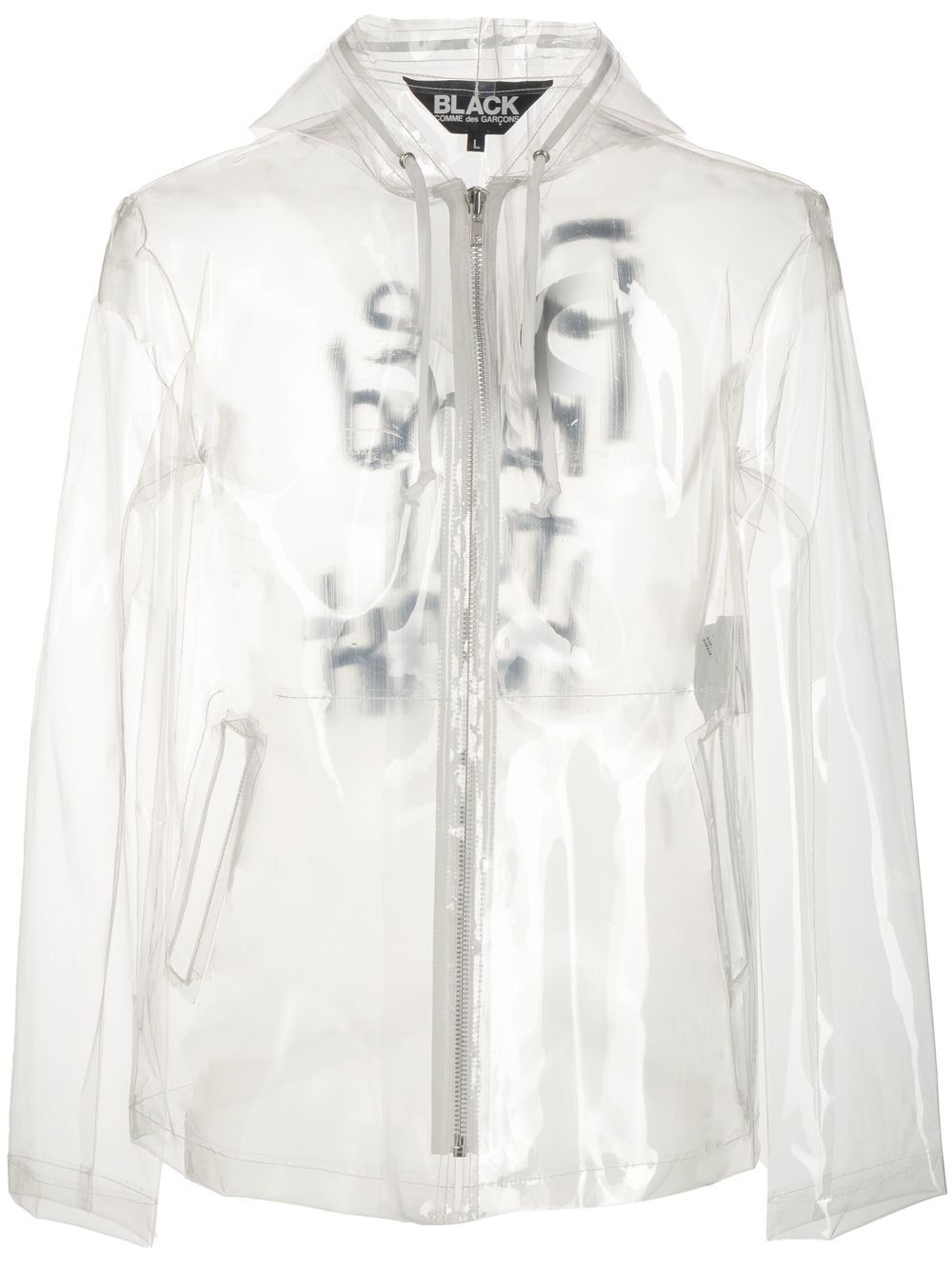 Black Comme Des Garçons 标语印花透明夹克 - 中性色