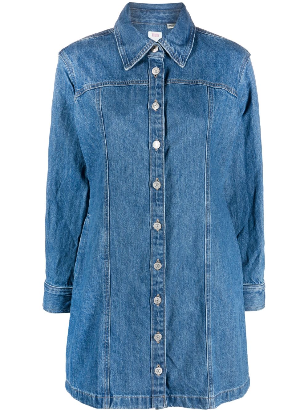 Levi's 长袖排扣迷你连衣裙 - 蓝色