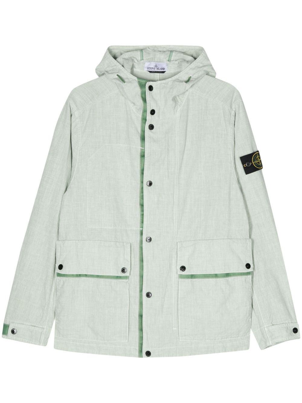 Stone Island 罗盘徽章亚麻混纺夹克 - 绿色