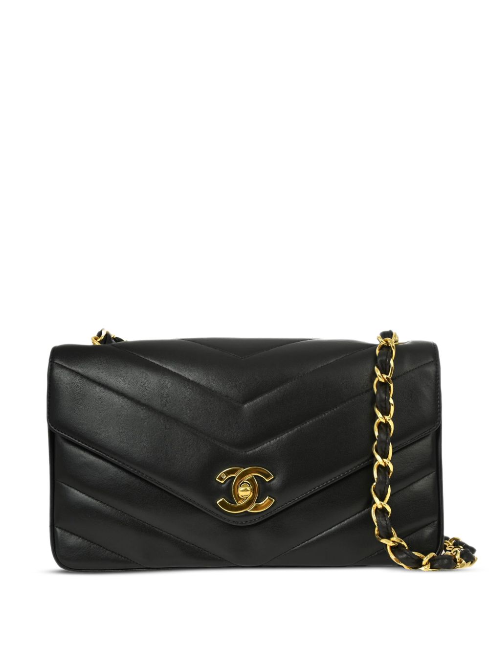 CHANEL Pre-Owned V-Stitch Classic Flap 单肩包（1995年典藏款） - 黑色
