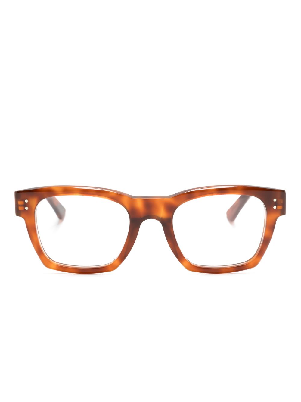 Marni Eyewear 玳瑁纹长方形框眼镜 - 橘色