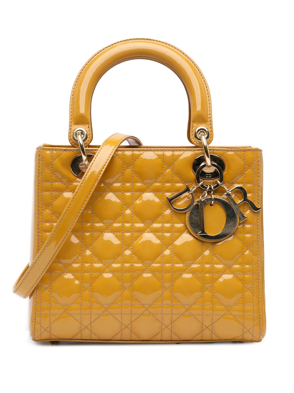 Christian Dior Pre-Owned Medium Patent Cannage Lady Dior 斜挎包（2011年典藏款） - 褐色
