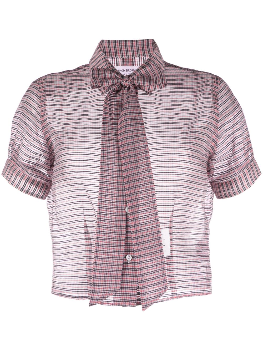 Thom Browne 蝴蝶结格纹罩衫 - 白色