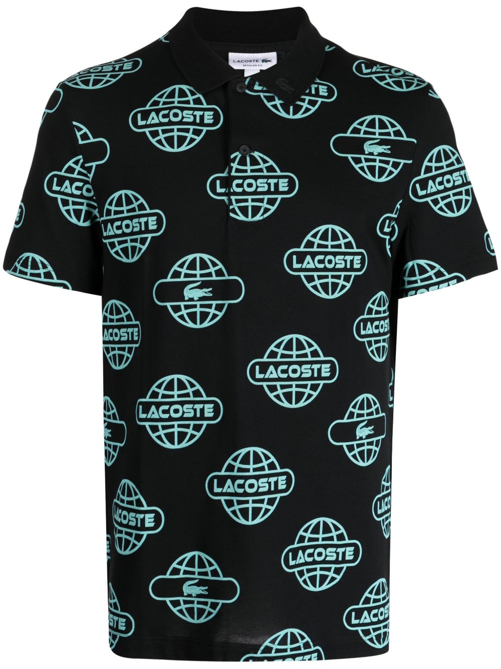 Lacoste logo印花珠地布polo衫 - 黑色