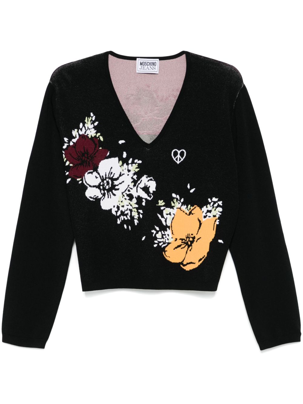 MOSCHINO JEANS 花卉嵌花毛衣 - 黑色