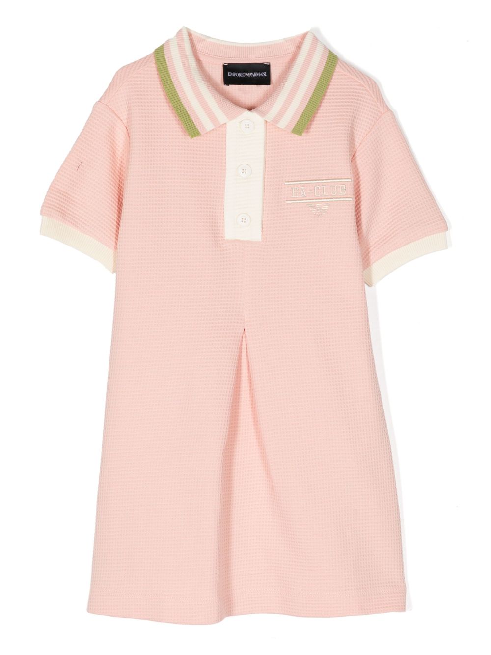 Emporio Armani Kids 拼色棉伞形连衣裙 - 粉色
