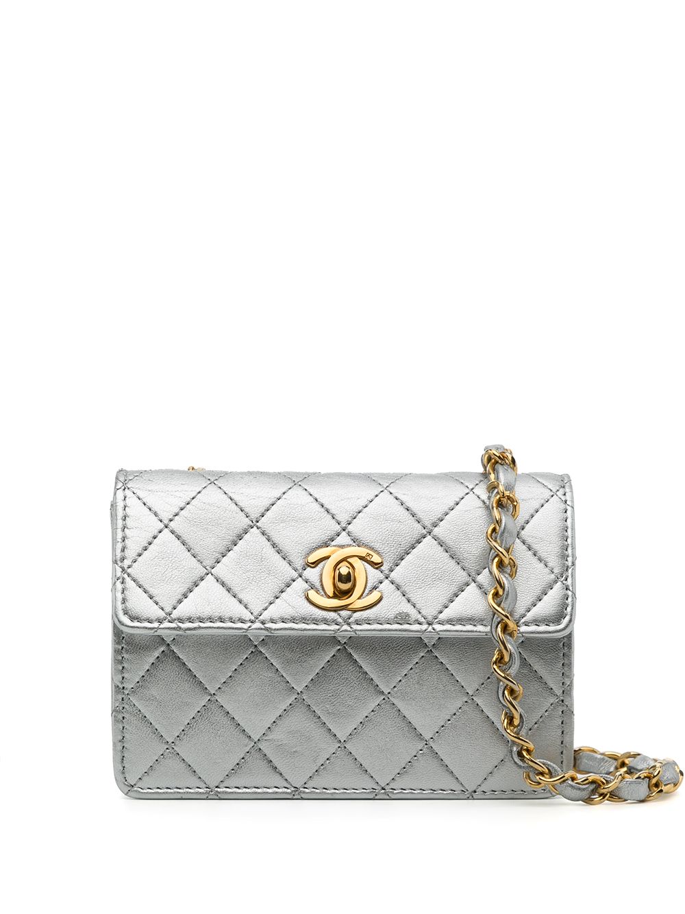 CHANEL Pre-Owned 菱形绗缝迷你包（1990年代典藏款） - 银色