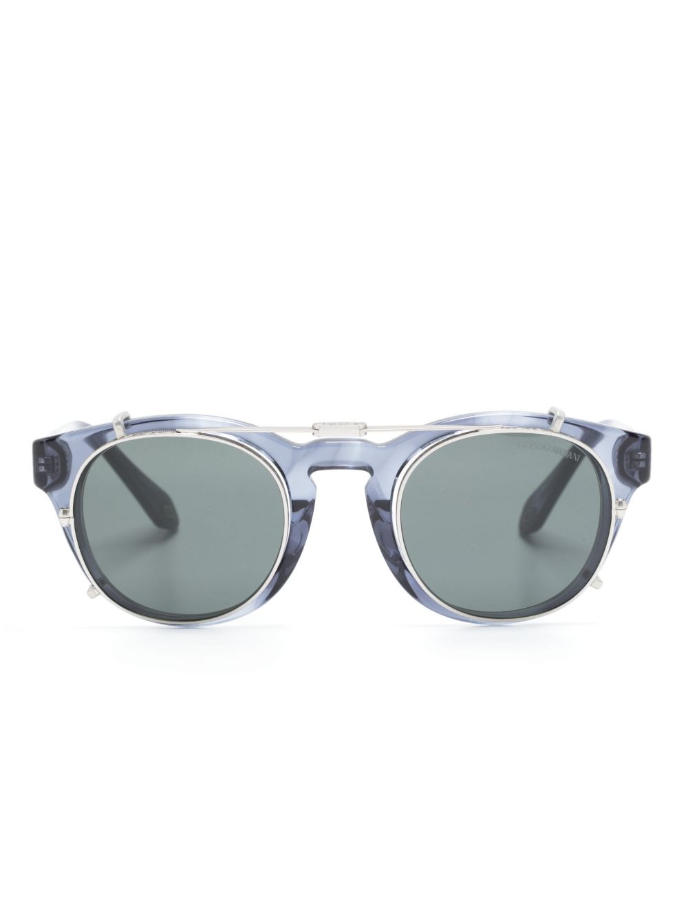Giorgio Armani logo雕刻广角大圆框太阳眼镜 - 蓝色