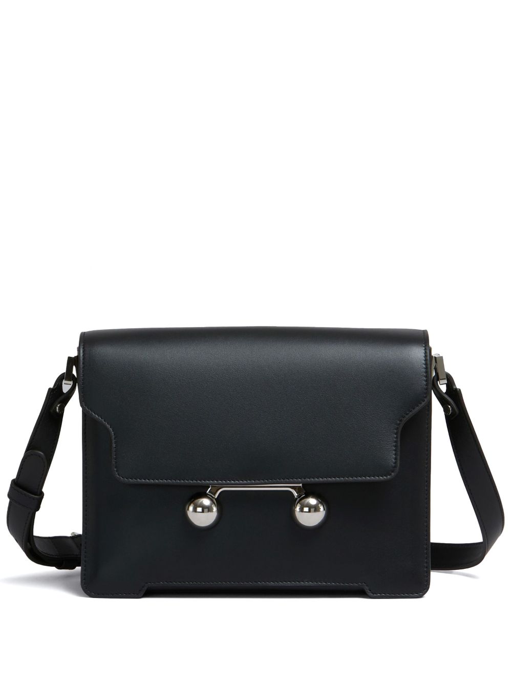 Marni Trunkaroo 中号皮质单肩包 - 黑色