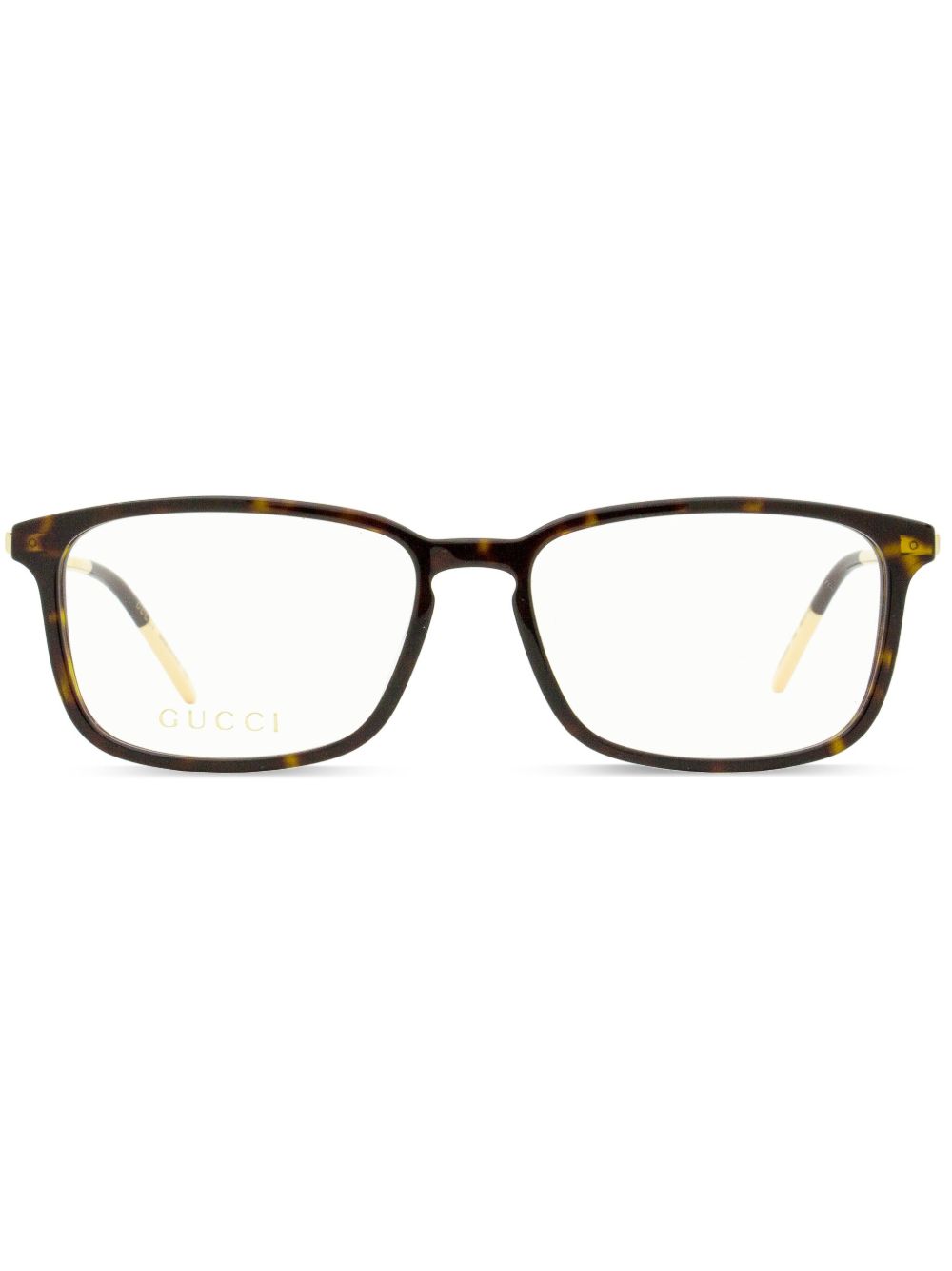 Gucci Eyewear 玳瑁纹长方形框眼镜 - 褐色