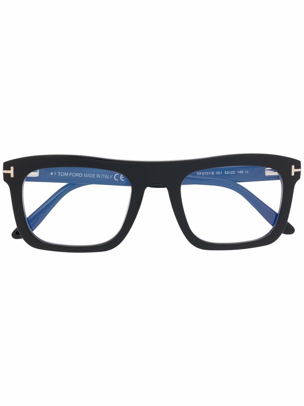 TOM FORD Eyewear 抛光效果方框眼镜 - 黑色