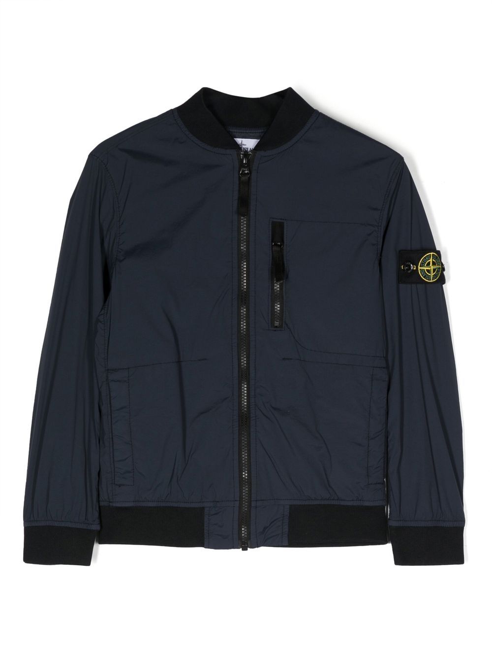 Stone Island Junior 标贴拉链飞行员夹克 - 蓝色