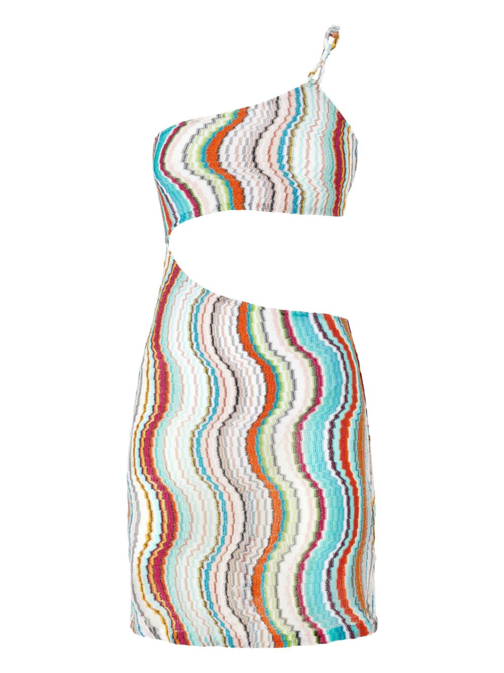Missoni 波浪金属丝面料中长连衣裙 - 白色