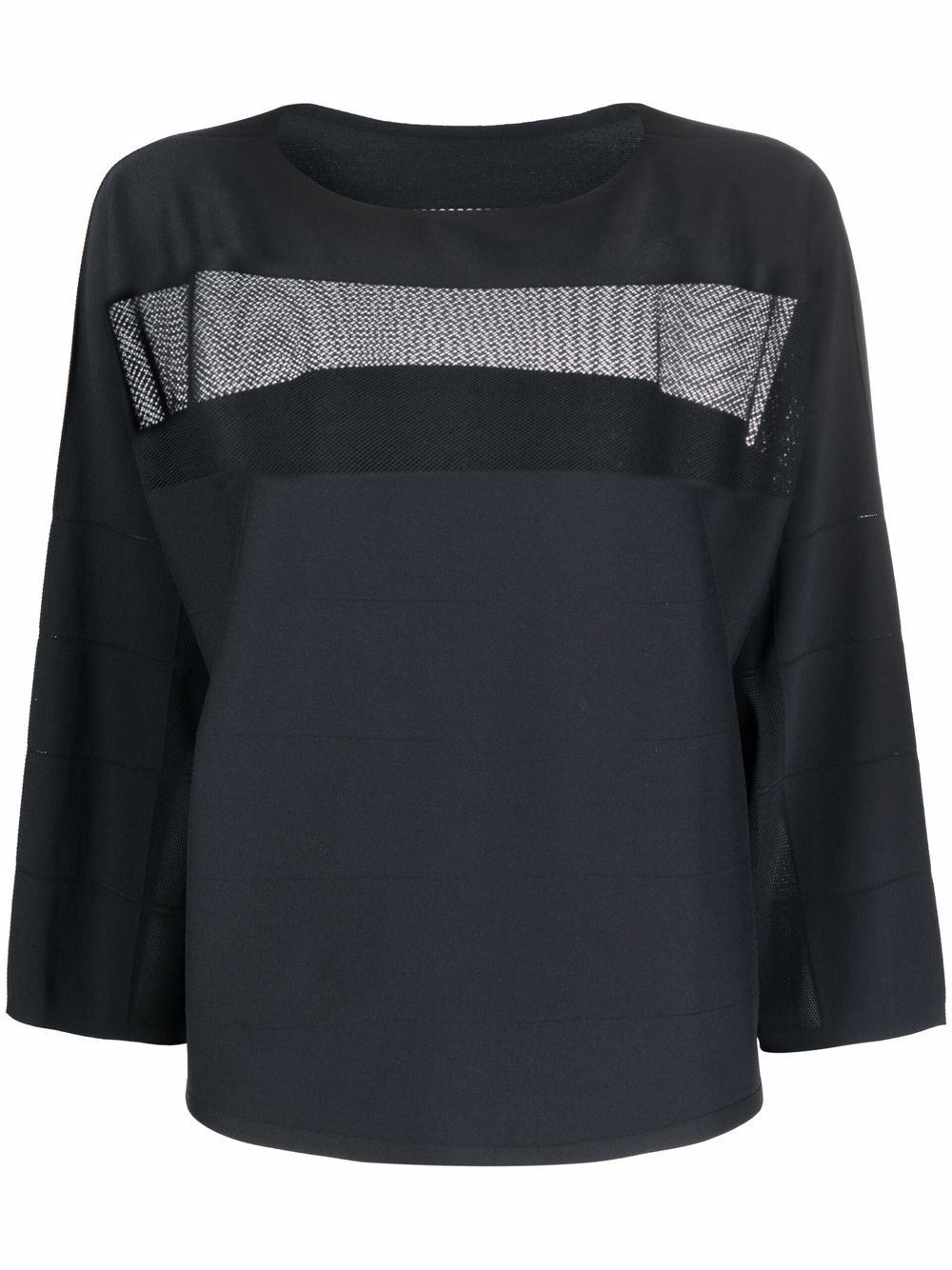 Pleats Please Issey Miyake 网纱拼接短款罩衫 - 黑色