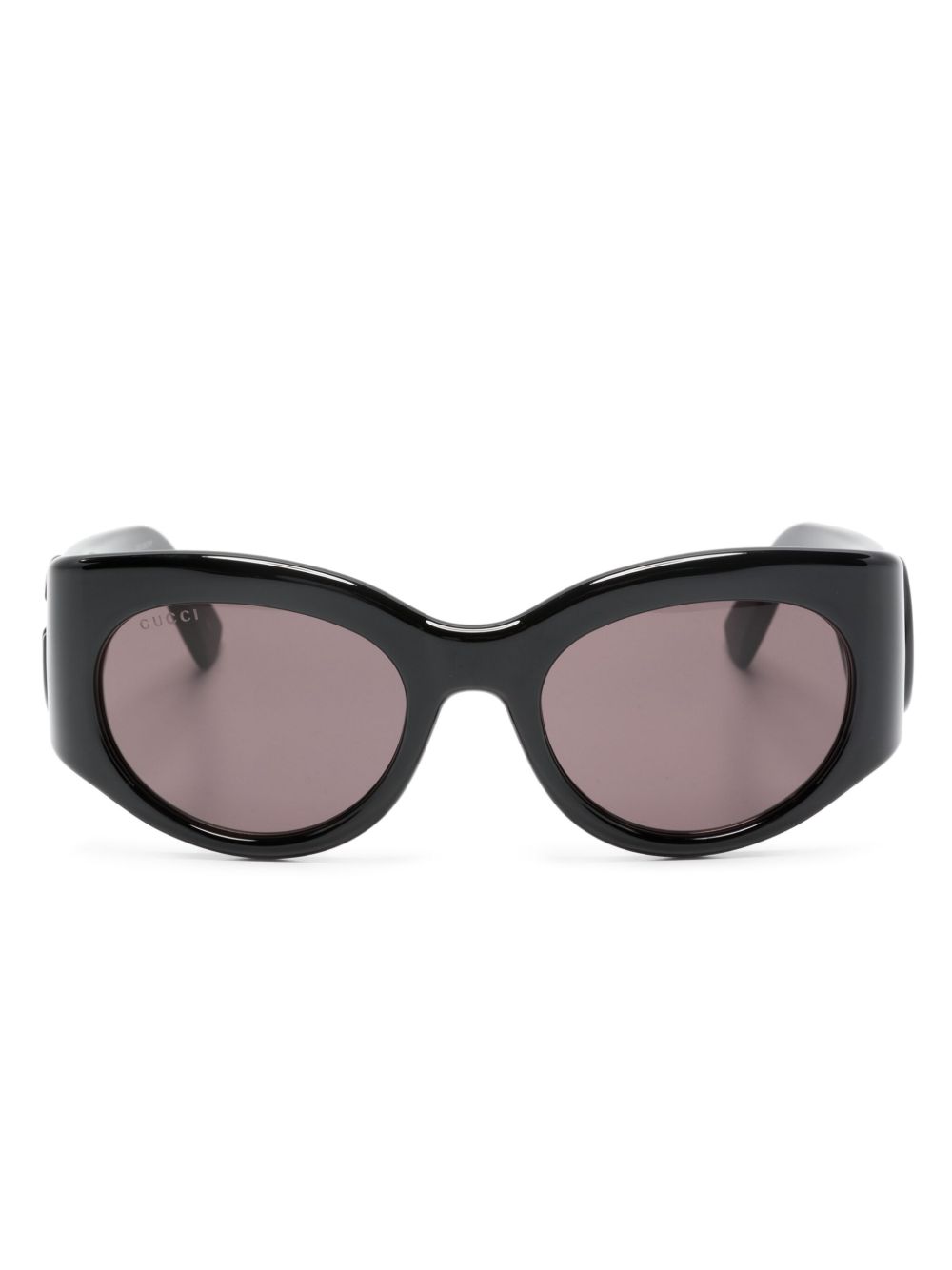 Gucci Eyewear Double G 椭圆形框太阳眼镜 - 黑色
